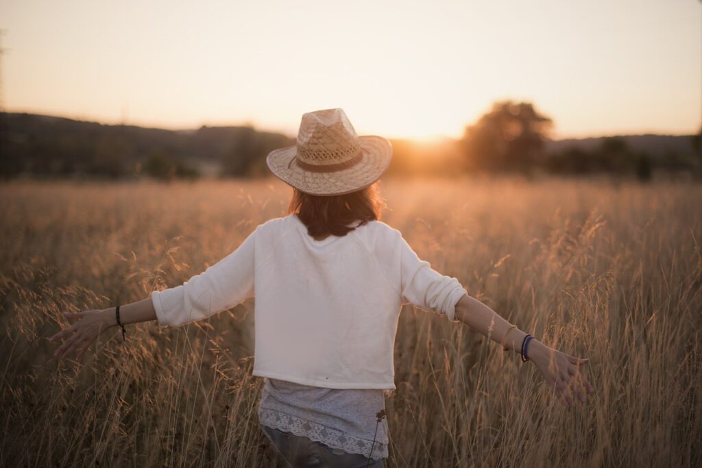 sunset, woman, freedom